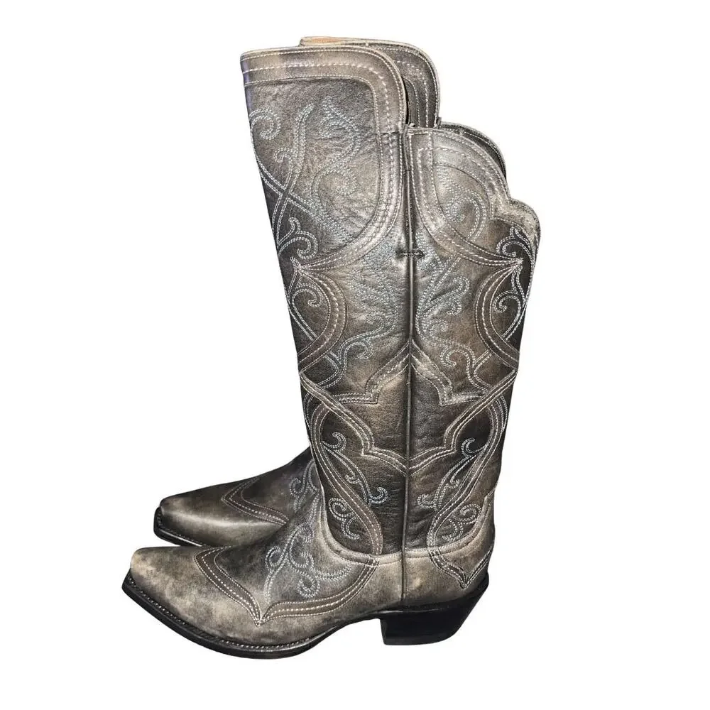 Lucchese Women's Black Tall Mosaic Cowboy Western Boots  SZ 7 NWOB Cowgirl